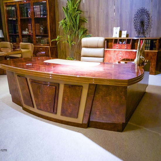 مكتب خشبي كلاسيك مع سايد جانبي ووحدة أدراج – MDF إسباني