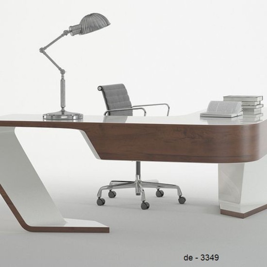 مكتب مودرن 240 سم بخشب كونتر وقشرة طبيعية مع سايد جانبي