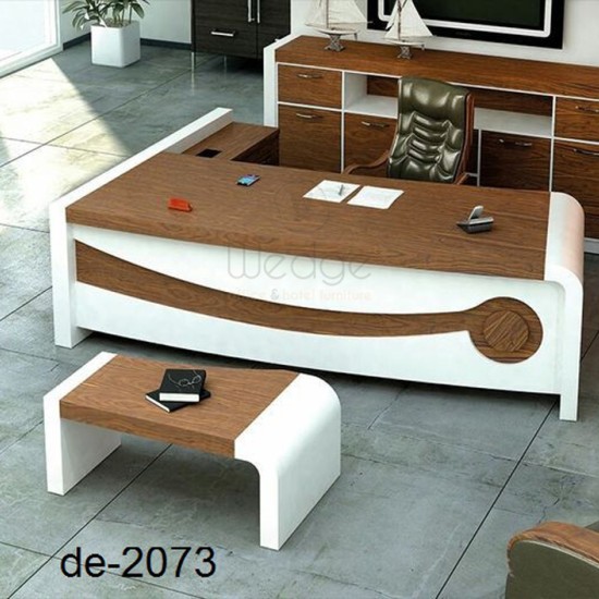 Modern Weather-Resistant Office Desk Spanish MDF Office Desk with Side Panel and Reception Table