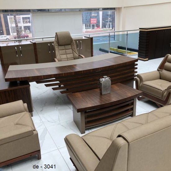 مكتب مودرن خشب MDF إسباني مع سايد جانبي وترابيزة استقبال
