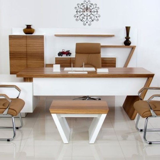 مكتب مودرن MDF إسباني مع سايد جانبي وترابيزة استقبال