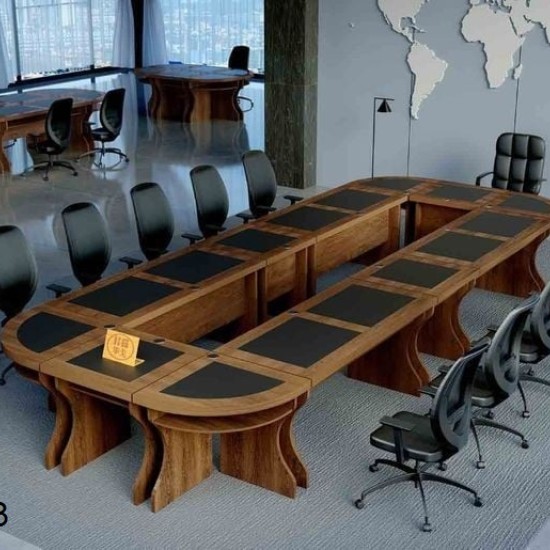 ترابيزة اجتماعات كلاسيك خشب طبيعي مجمع