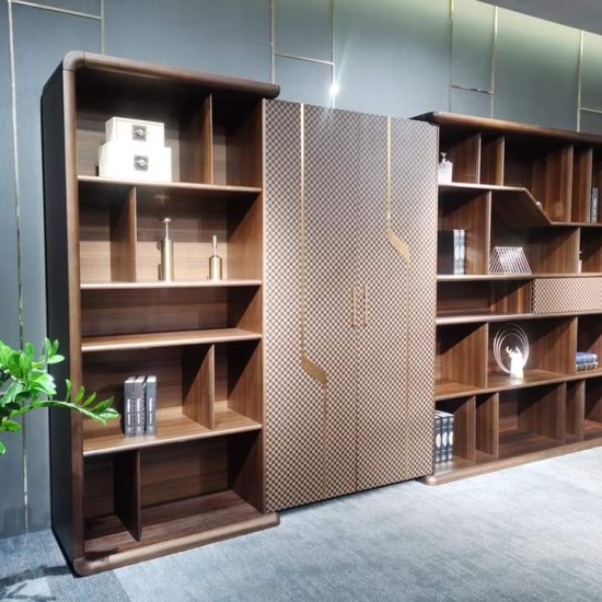 مكتبة خشبية مودرن مصنوعة من خشب MDF الإسباني مع طبقة LPL