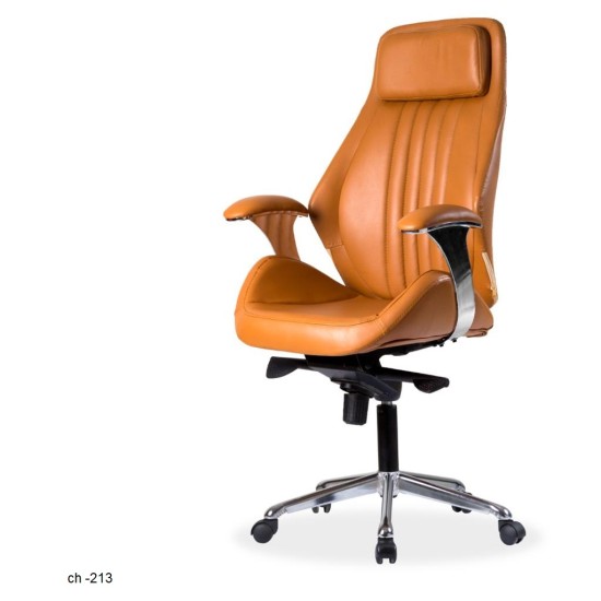 كرسي مدير جلد حوضي بتصميم مريح ومبطن بالكامل