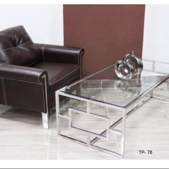 ترابيزة استقبال زجاج سيكوريت 10مم وشاسيه استانلس