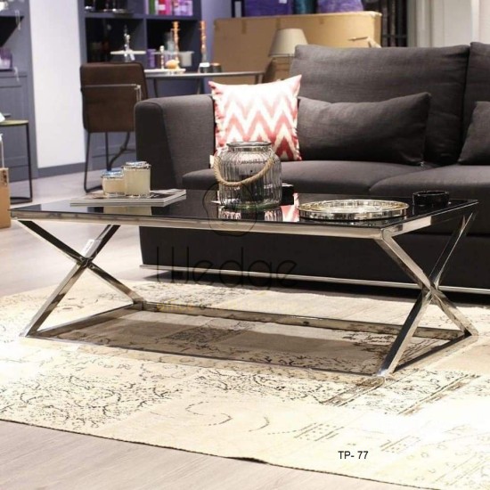 ترابيزة استقبال زجاج سيكوريت 10مم وشاسيه استانلس